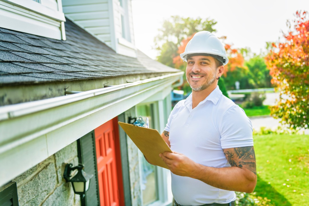 Man inspecting roof